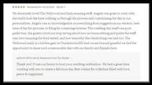 happy client wedding testimonial Wellwood
